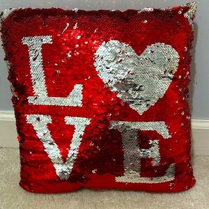 Love velvet & reverse sequin flip decorative throw pillow